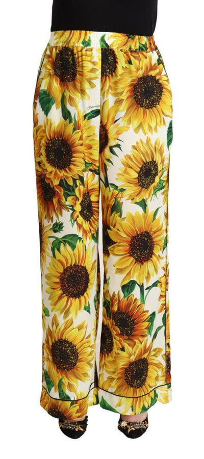 Pantalon large élégant à motif tournesol Dolce &amp; Gabbana