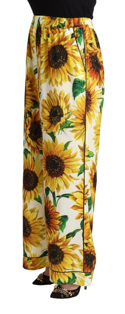 Pantalon large élégant à motif tournesol Dolce &amp; Gabbana