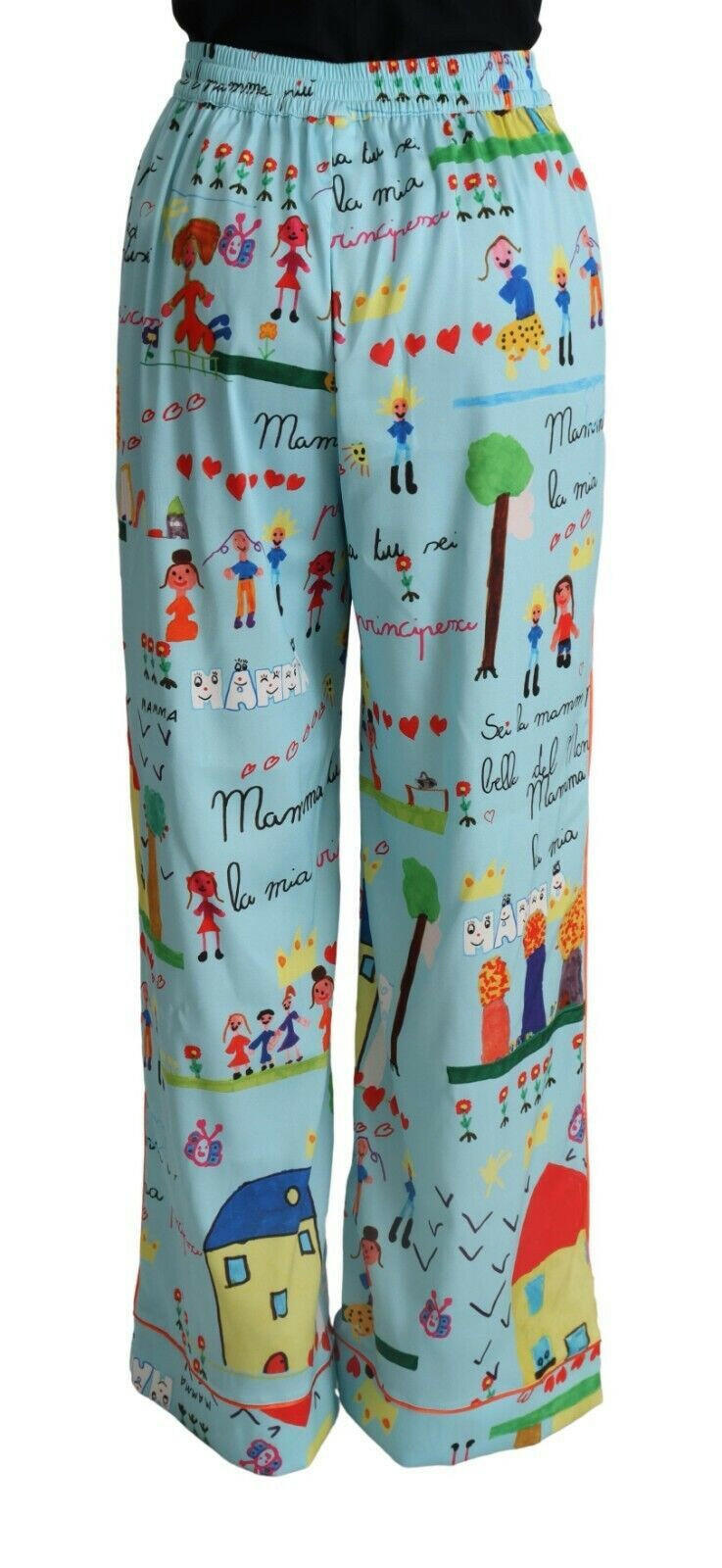 Dolce &amp; Gabbana Hellblaue Hose mit weitem Bein und mittlerer Taille