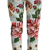Dolce & Gabbana Light Blue Fiori Print Cotton Trouser Tapered Pants