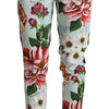 Dolce & Gabbana Light Blue Fiori Print Cotton Trouser Tapered Pants