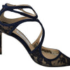 Jimmy Choo Navy Blue Lancer 85 Sandals Pumps