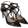 Jimmy Choo Navy Blue Lancer 85 Sandals Pumps