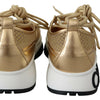 Jimmy Choo Gold Mesh Leather Michigan Sneakers