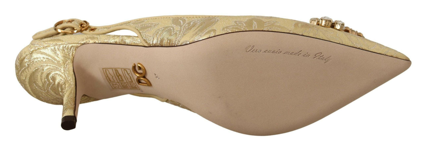 Escarpins à bride arrière Dolce &amp; Gabbana en cristal doré brillant