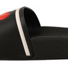 Dolce & Gabbana Black Leather I Love D&G Slides Sandals