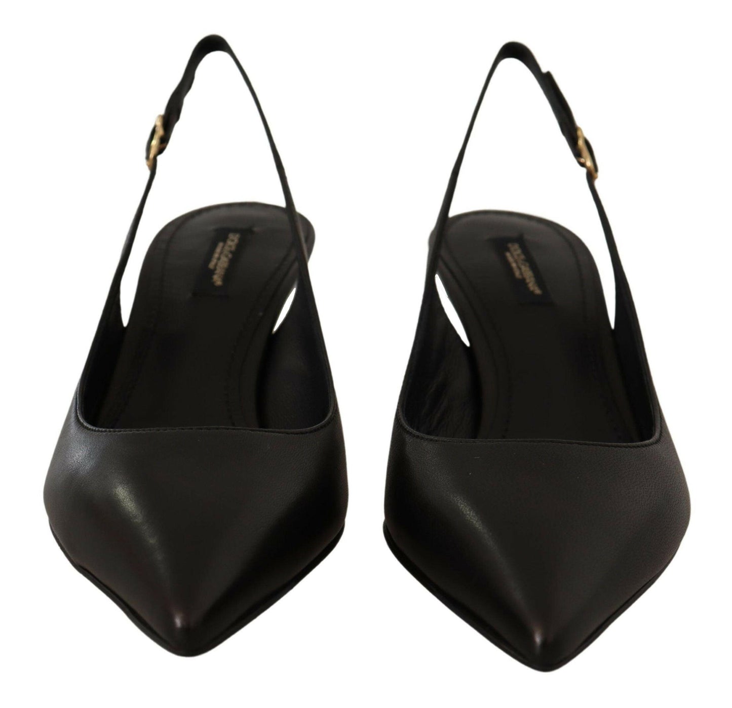 Escarpins élégants à bride arrière en cuir noir Dolce &amp; Gabbana