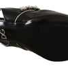Dolce & Gabbana Black Patent Leather Crystal Slingbacks Shoes