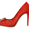 Escarpins à talons en dentelle Taormina en cristal rouge Dolce &amp; Gabbana