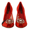 Escarpins à talons en dentelle Taormina en cristal rouge Dolce &amp; Gabbana