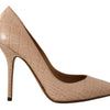 Dolce &amp; Gabbana Beige Leder Bellucci Heels Pumps Schuhe