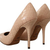 Dolce &amp; Gabbana Beige Leder Bellucci Heels Pumps Schuhe