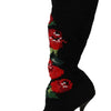 Dolce & Gabbana Black Stretch Socks Red Roses Booties Shoes