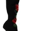 Dolce & Gabbana Black Stretch Socks Red Roses Booties Shoes