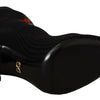 Dolce & Gabbana Black Stretch Socks Red Roses Booties Shoes