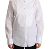 Dolce & Gabbana White Cotton Dress Collared Long Sleeves Shirt Top