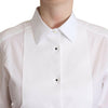 Dolce & Gabbana White Cotton Dress Collared Long Sleeves Shirt Top