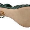 Dolce & Gabbana Green Python Strap Sandals Heels Shoes