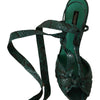 Dolce & Gabbana Green Python Strap Sandals Heels Shoes