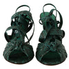 Dolce & Gabbana Green Python Strap Sandals Heels Shoes