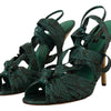 Dolce & Gabbana Green Python Strap Sandals Heels Shoes