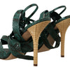 Dolce & Gabbana Green Python Strap Sandals Heels Shoes