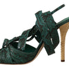 Dolce & Gabbana Green Python Strap Sandals Heels Shoes