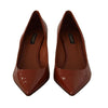 Dolce & Gabbana Brown Kitten Heels Pumps Patent Leather Shoes