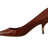 Dolce & Gabbana Brown Kitten Heels Pumps Patent Leather Shoes