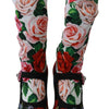 Dolce & Gabbana Black Floral Socks Crystal Jersey Boots Shoes