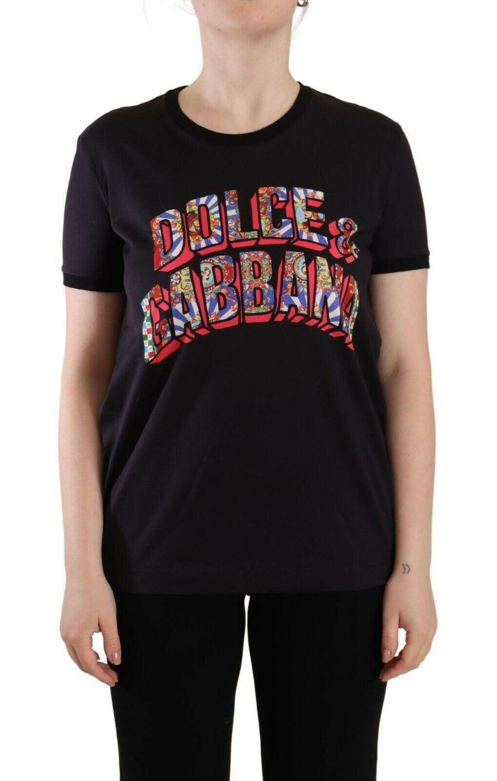 T-shirt ras du cou noir chic Dolce &amp; Gabbana avec logo