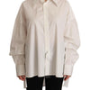 Dolce & Gabbana White Cotton Button Up Collared Long Sleeve Top