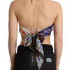 Dolce &amp; Gabbana – Mehrfarbiges Neckholder-Crop-Top aus Seide mit Foulard