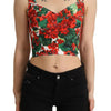Dolce & Gabbana Red Geranium Print Viscose Sweetheart Cropped Top