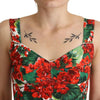 Dolce & Gabbana Red Geranium Print Viscose Sweetheart Cropped Top
