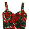Dolce & Gabbana Red Geranium Print Viscose Sweetheart Cropped Top