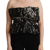 Aniye By – Schwarzes, trägerloses Cocktail-Bluse-Top aus Polyester mit Pailletten