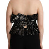 Aniye By – Schwarzes, trägerloses Cocktail-Bluse-Top aus Polyester mit Pailletten