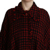 Dolce & Gabbana Black Red Cotton Checkered Over Coat Jacket