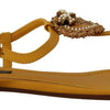 Dolce & Gabbana Mustard Leather Devotion Flats Sandals Shoes