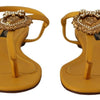 Dolce & Gabbana Mustard Leather Devotion Flats Sandals Shoes