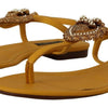 Dolce & Gabbana Mustard Leather Devotion Flats Sandals Shoes