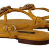 Dolce & Gabbana Mustard Leather Devotion Flats Sandals Shoes