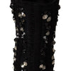 Dolce & Gabbana Black Crystals Heels Zipper Short Boots Shoes