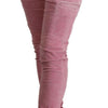 Acht Skinny-Cargo-Jeans aus Baumwolle mit niedriger Taille, Pink