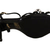 Dolce & Gabbana Black Crystals Ankle Strap Heels Sandals Shoes