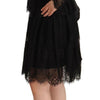 Aniye By Black Floral Lace Cotton Long Sleeves V-neck Shift Dress