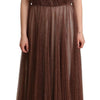 Dolce & Gabbana Metallic Bronze Polyester Maxi Gown Dress
