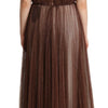 Dolce & Gabbana Metallic Bronze Polyester Maxi Gown Dress