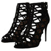 Dolce & Gabbana Black Suede Stiletto Heels Bette Sandals Shoes